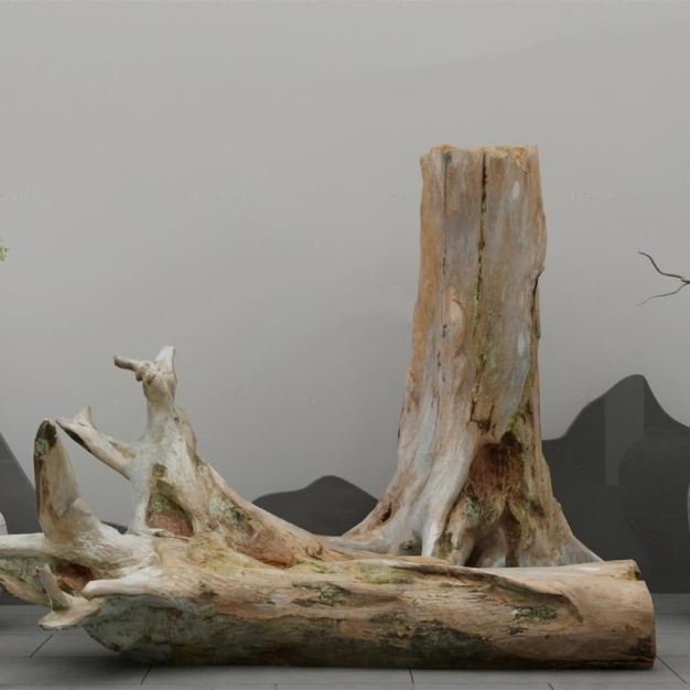 新中式枯木景观小品3D模型